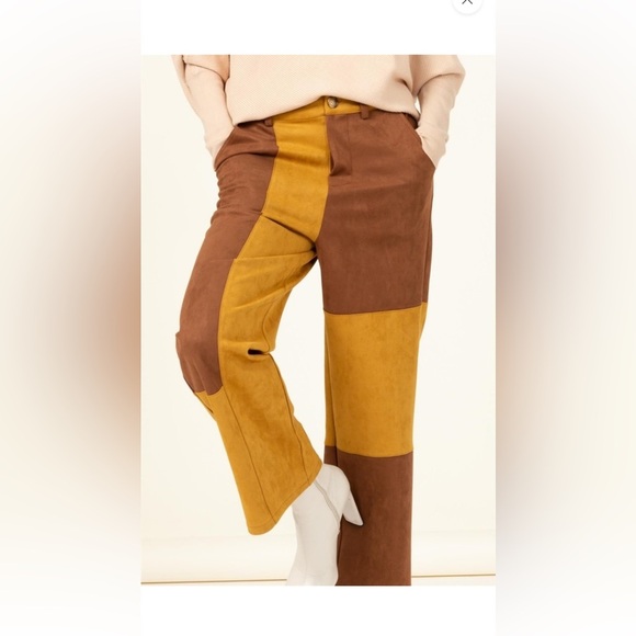 New nwt Hyfve faux suede color block pants S M L great quality final sale - Picture 3 of 7